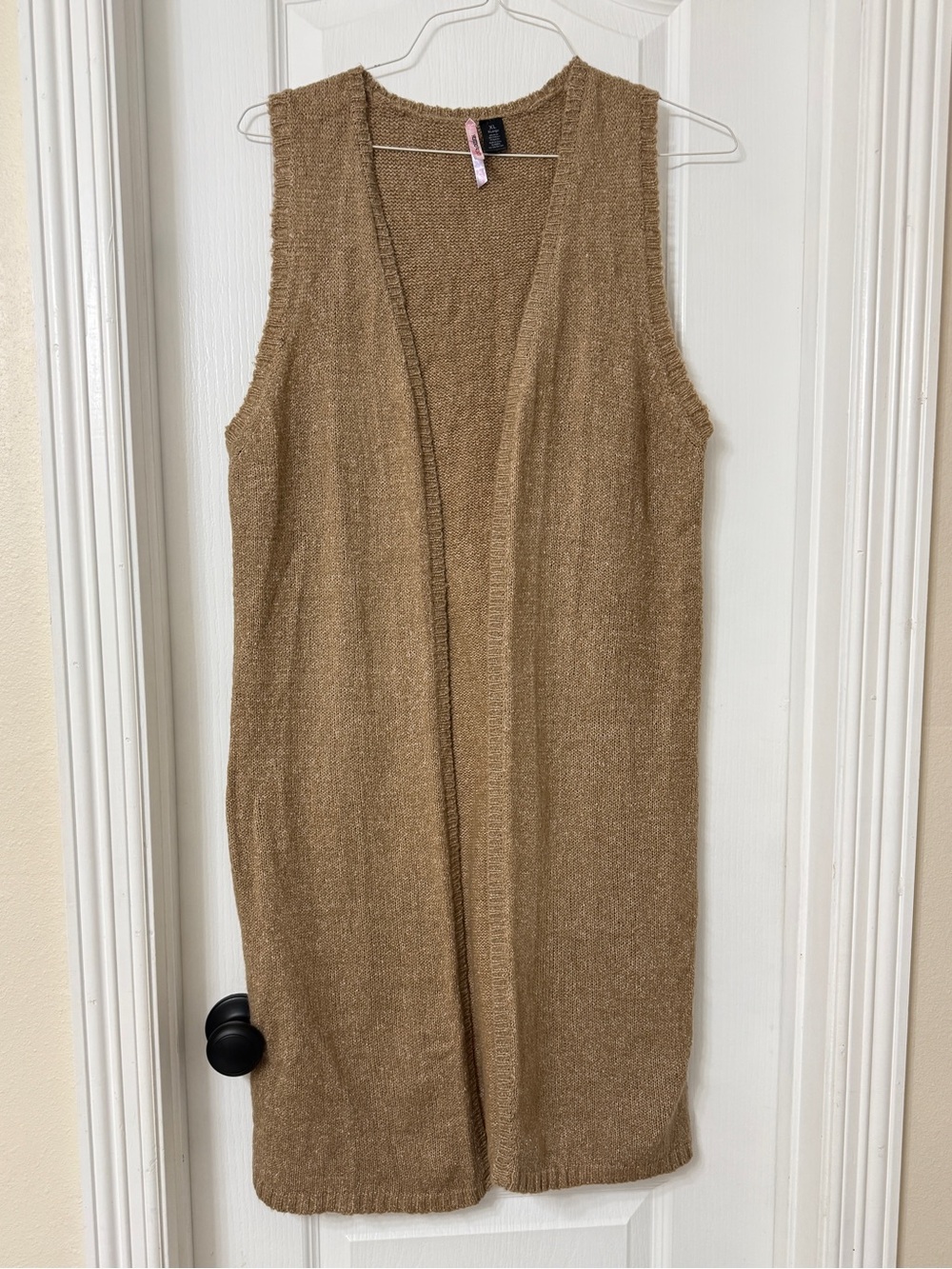 Love by Design tan sleeveless open front longline cardigan duster vest Size XL